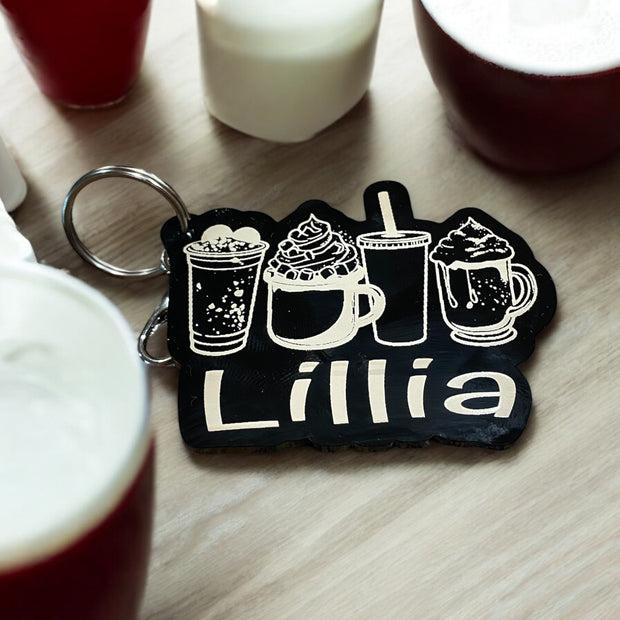 Coffee Lover Acrylic Keychain – Custom Name Gift - SystemPoint Solutions