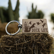 Custom Engraved Duck Hunting Keychain, Personalized Hunting Gift, Unique Duck Hunting Design, Custom Keychain for Hunters, Personalized Gift for Him - SystemPoint Solutions