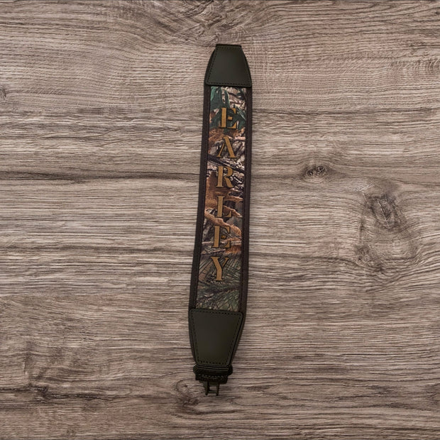 Custom Leather Camo Rifle Sling - Personalized Gun Sling Gift - SystemPoint Solutions