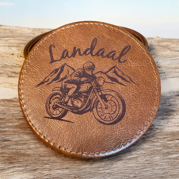 Custom Leather Motorcycle Coaster – Personalized Rider Gift - SystemPoint Solutions