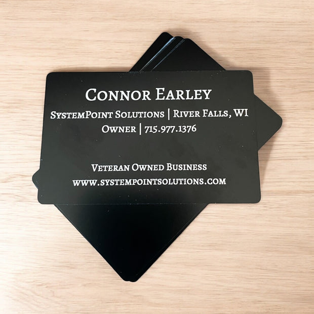 Custom Metal Engraved Business Cards – Personalized Stainless Steel & Black Metal Cards for Professionals - Set of 50 - SystemPoint Solutions