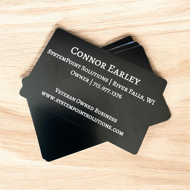 Custom Metal Engraved Business Cards – Personalized Stainless Steel & Black Metal Cards for Professionals - Set of 50 - SystemPoint Solutions