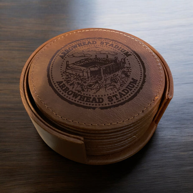 Custom NFL Stadium Leather Coasters | Football Fan Gift | Game Day - SystemPoint Solutions