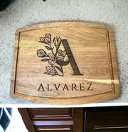 Engraved Acacia Wood Charcuterie Board - Premium Cheese and Meat Serving Platter - Personalized Cutting Board for Entertaining, 12”x10” - SystemPoint Solutions