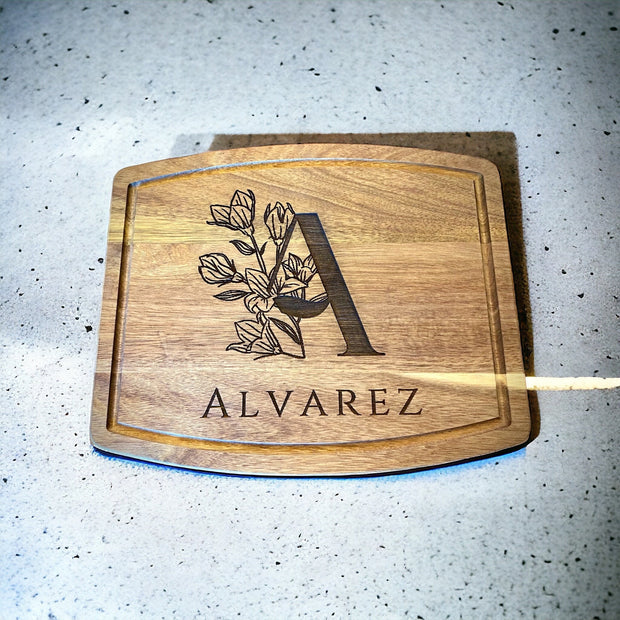 Engraved Acacia Wood Charcuterie Board - Premium Cheese and Meat Serving Platter - Personalized Cutting Board for Entertaining, 12”x10” - SystemPoint Solutions