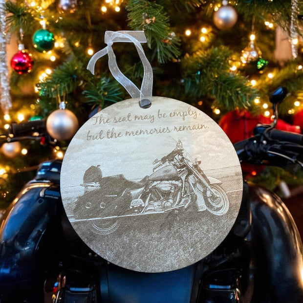 Harley Davidson Memorial Ornament | Personalized Motorcycle Christmas Tribute | Biker Loss Keepsake | Custom Engraved Ornament - SystemPoint Solutions