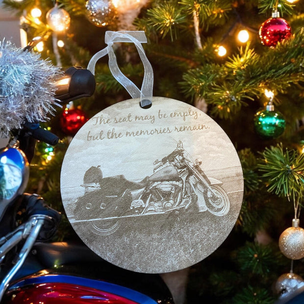 Harley Davidson Memorial Ornament | Personalized Motorcycle Christmas Tribute | Biker Loss Keepsake | Custom Engraved Ornament - SystemPoint Solutions