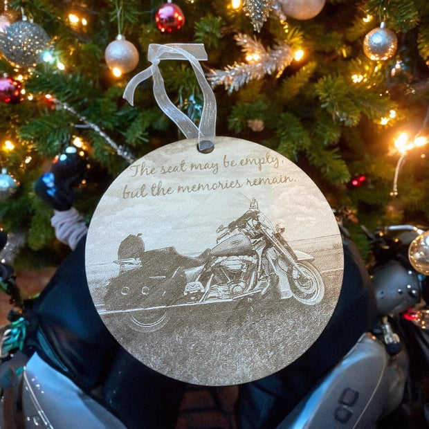 Harley Davidson Memorial Ornament | Personalized Motorcycle Christmas Tribute | Biker Loss Keepsake | Custom Engraved Ornament - SystemPoint Solutions