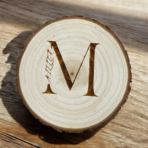Monogram Engraved Wood Coasters - Custom Initial Drink Coaster - SystemPoint Solutions