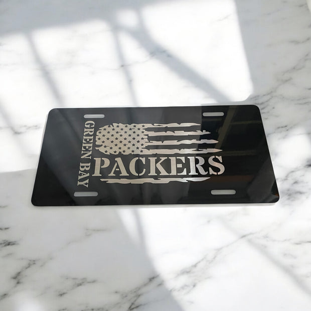 NFL Team American Flag Engraved License Plate - SystemPoint Solutions