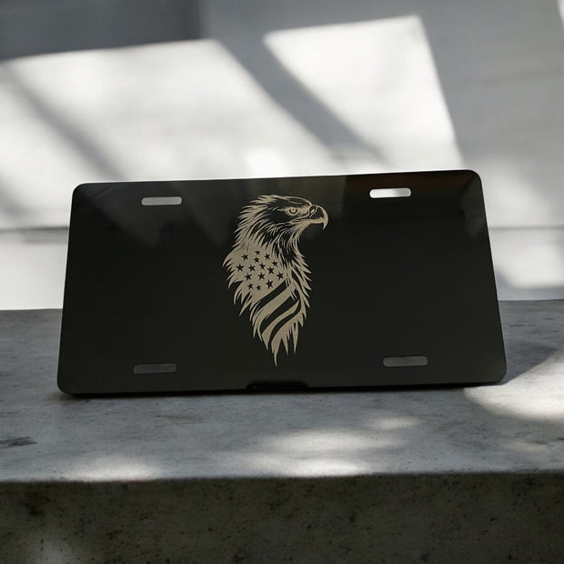 Patriotic Eagle American Flag Engraved License Plate - SystemPoint Solutions