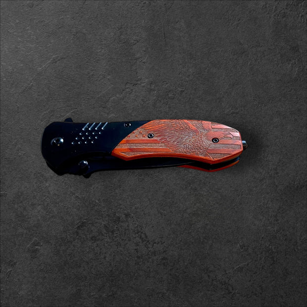 Patriotic Eagle Folding Knife – USA Flag Laser Engrave - SystemPoint Solutions