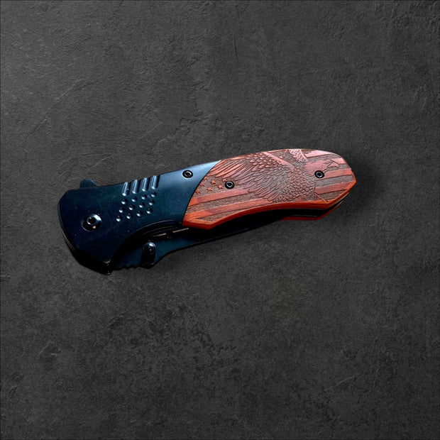 Patriotic Eagle Folding Knife – USA Flag Laser Engrave - SystemPoint Solutions