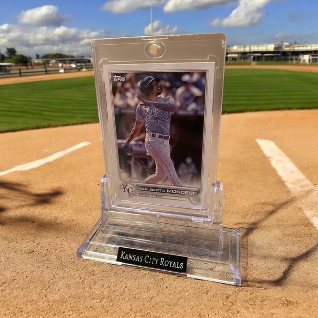 Personalized Baseball Card Display – Magnetic Holder with Custom Acrylic Plaque - SystemPoint Solutions