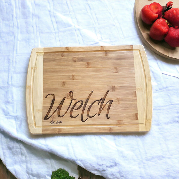 Personalized Cutting Bamboo Wood Board - 12” X 17” - Engraved Cutting Board, Custom Cutting Board, Wedding Gift, Housewarming Gift, - SystemPoint Solutions