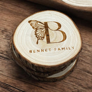 Personalized Family Name Wood Coasters - Custom Rustic Gift Set - SystemPoint Solutions