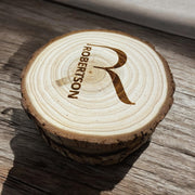 Rustic Personalized Wood Coasters - Custom Name Engraved Gift - SystemPoint Solutions