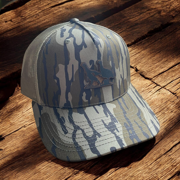 Turkey Hunting Camo Hat – 3D Leather Patch Trucker Hat – Laser Engraved Outdoorsman Cap - SystemPoint Solutions