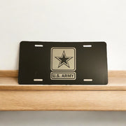 US Army Military Engraved Car Tag Black Aluminum Front License Plate - SystemPoint Solutions