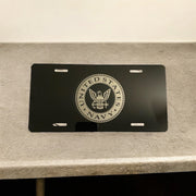 US Navy Military Engraved Car Tag Black Aluminum Front License Plate - SystemPoint Solutions