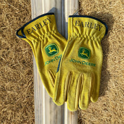 Custom Leather Work Gloves - Personalized John Deere Farming Gloves - Engraved Name Ranch Gloves - Heavy Duty Farm & Ranch Gear - SystemPoint Solutions