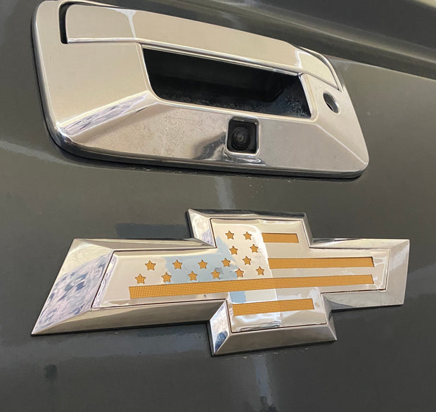 Chevrolet Silverado Cutout Patriotic Flag Emblem Overlays Front & Rear Emblems - SystemPoint Solutions
